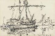 Paul Signac Docked Ship oil painting on canvas